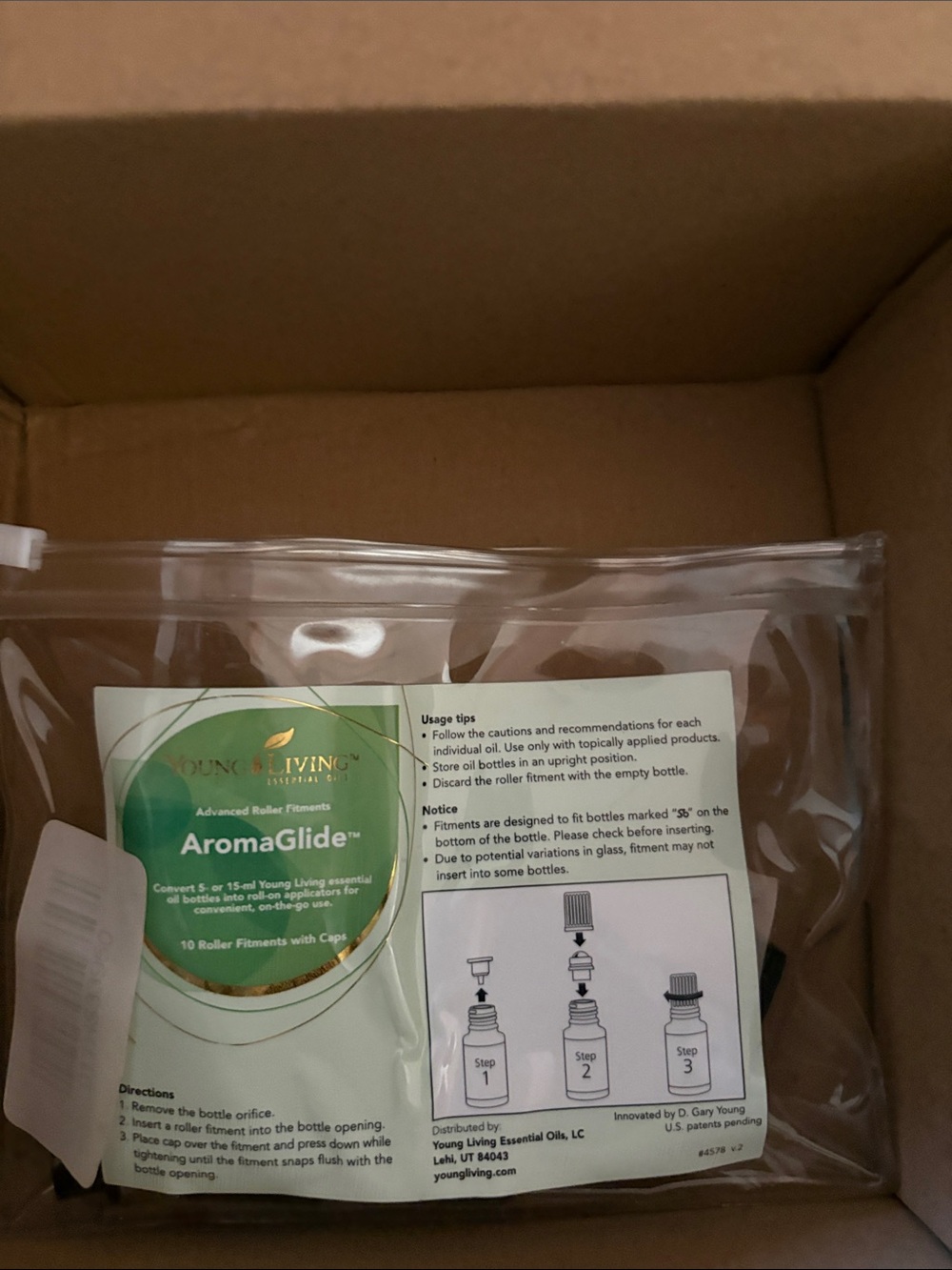 Young Living AromaGlide Roller Fitments - Clear